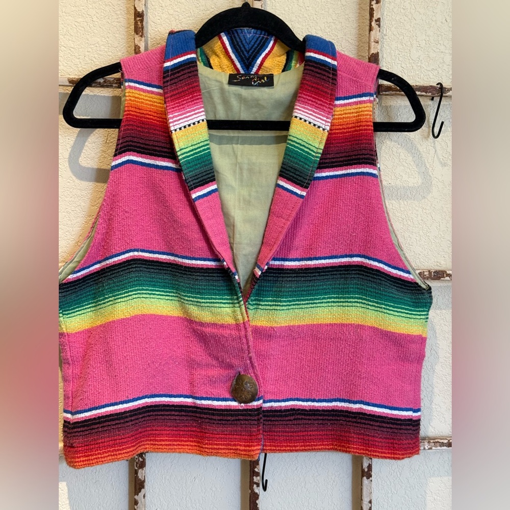 Serape Girl Striped serape lined Vest M-L